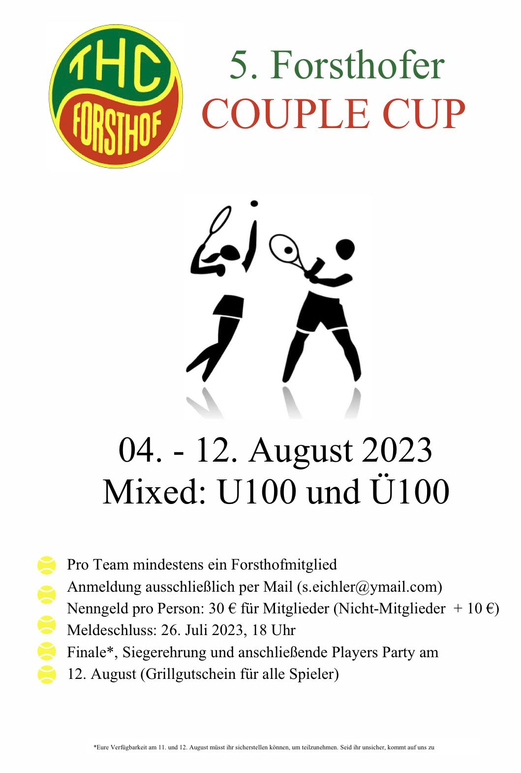 Einladung zum Couple Cup 2023 - THC am Forsthof
