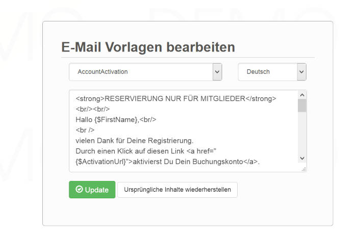 Reserierung e-Mail Macros